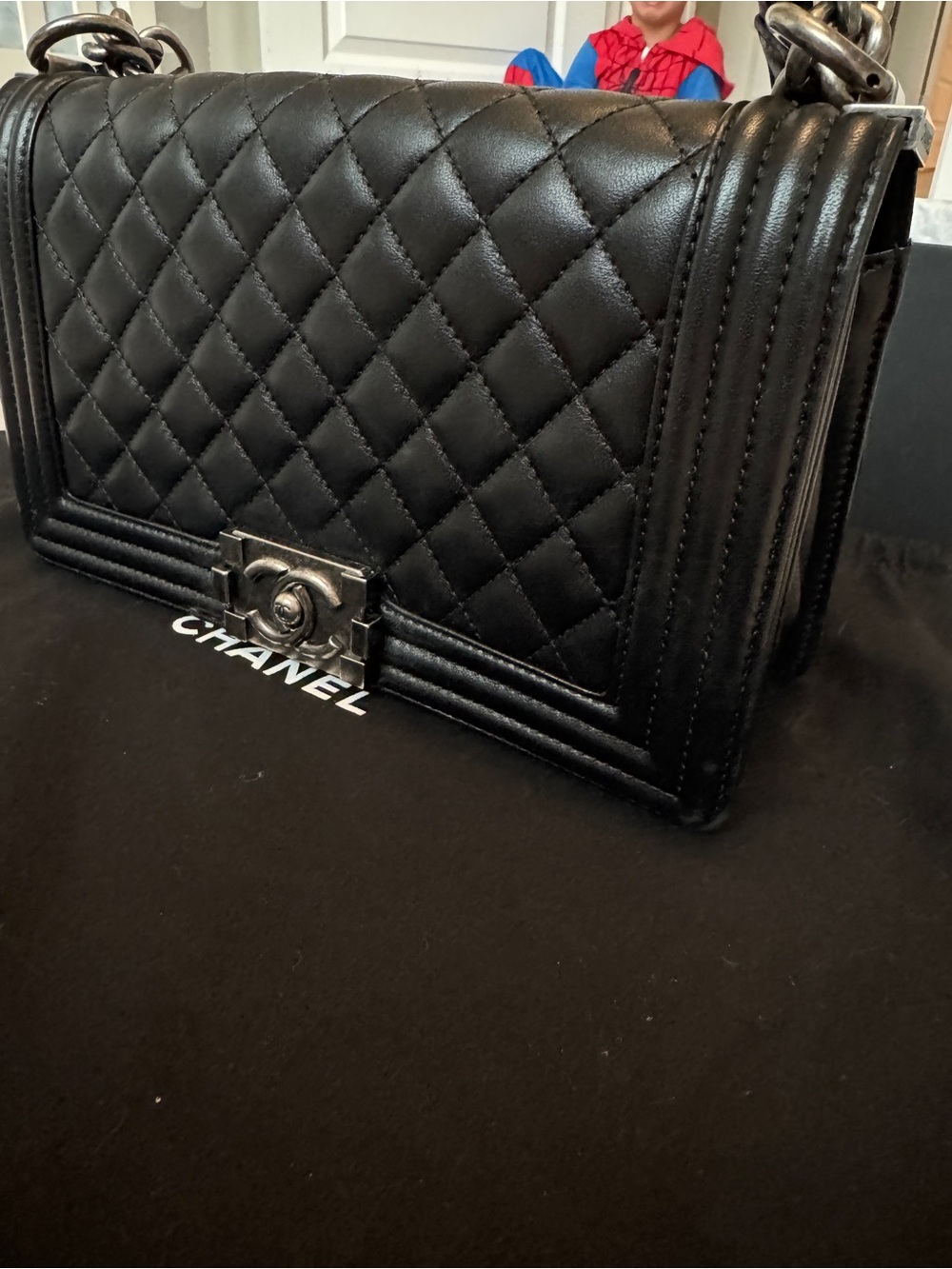 CHANEL Black Quilted Boy Shoulder Bag with Silver Hardware - Picture 4 of 14